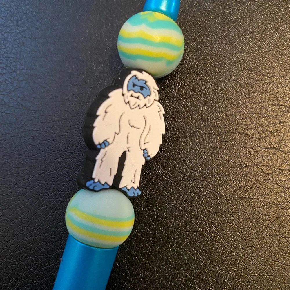 Hand Crafted Blue and Yellow Yeti Pen